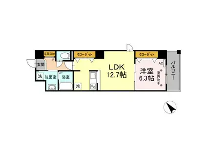 ノーブルヒルズ(1LDK/10階)の間取り写真