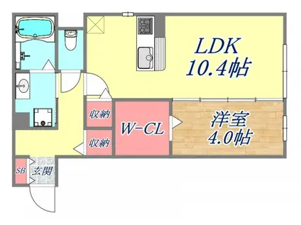 BRAMA甲東(1LDK/2階)の間取り写真