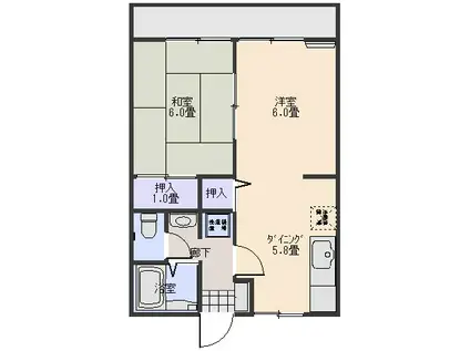ハイムひめはるA(1LDK/1階)の間取り写真