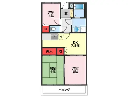 マリーズホーム(3DK/3階)の間取り写真