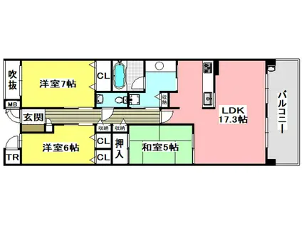 イニシア箕面小野原(3LDK/4階)の間取り写真