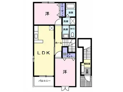 ソレア一ド A(2LDK/2階)の間取り写真