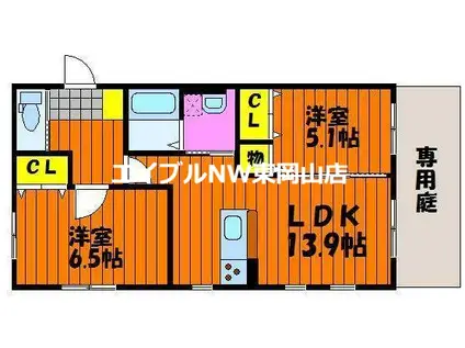 メゾンドボヌール(2LDK/1階)の間取り写真