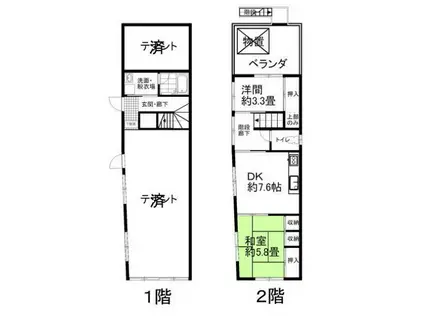 ビービーハウス(2DK/2階)の間取り写真