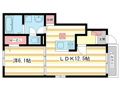 ドリームX(1LDK/1階)の間取り写真