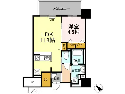 D FOREST 甲南(1LDK/4階)の間取り写真