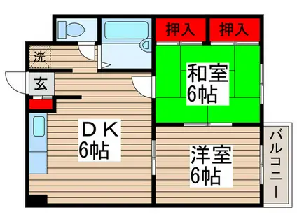 サンハイムカズ(2DK/2階)の間取り写真