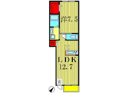 アムールクールダンジュ(1LDK/1階)の間取り写真