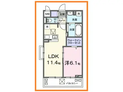 グランツ ヴァルト(1LDK/1階)の間取り写真