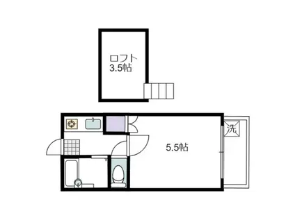 プラジール伊島(1K/2階)の間取り写真