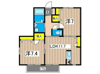 パストラルヒルズ(2LDK/2階)の間取り写真