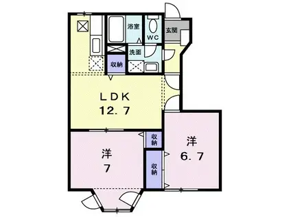 サニーヒルズ(2LDK/1階)の間取り写真