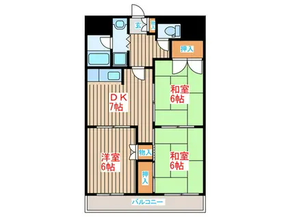 パークハイツ東口(3DK/1階)の間取り写真