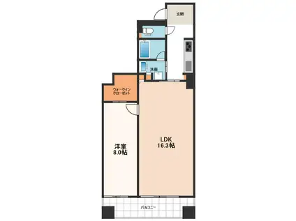 ブラービ南船場(1LDK/3階)の間取り写真