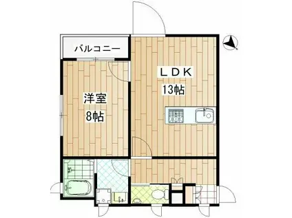 ブロケードグレース(1LDK/2階)の間取り写真
