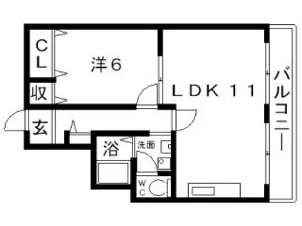 コーポラスROSA(1LDK/3階)の間取り写真