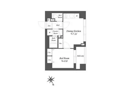 ブランシエスタ品川大井町パークエッジ(1DK/1階)の間取り写真