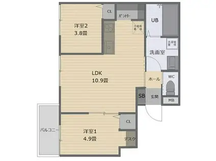 ビタミンテラス明石大久保(2LDK/1階)の間取り写真