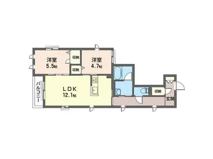 セラメゾン南(2LDK/2階)の間取り写真