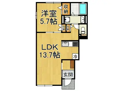 フロレゾン(1LDK/1階)の間取り写真