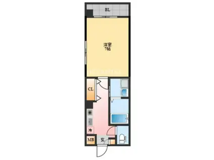 リバーサイドハウス(1K/4階)の間取り写真