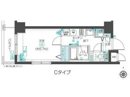 フェニックス武蔵関クアトロ(1K/7階)の間取り写真