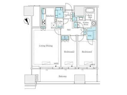 麻布台ヒルズレジデンスB(2LDK/11階)の間取り写真