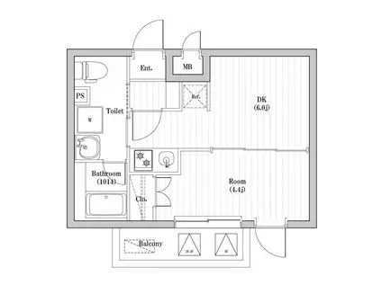 アーバンパーク東向島(1DK/4階)の間取り写真