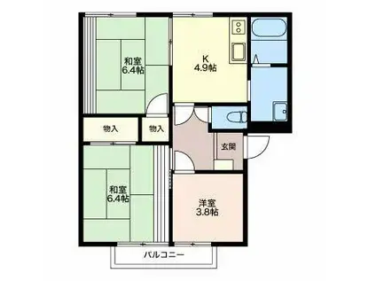 グレートタウン立川 C(3K/1階)の間取り写真