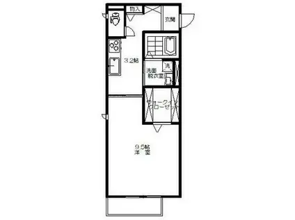 ピュアハイム本陣Y(1K/2階)の間取り写真