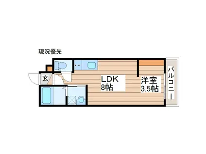ASUIT山田新町(1LDK/2階)の間取り写真