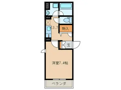 ベルヴェール中村公園(1K/2階)の間取り写真