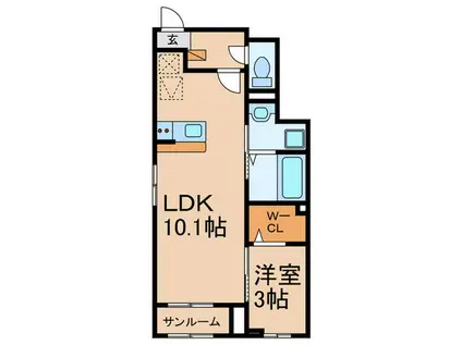 タリスマン(1LDK/1階)の間取り写真