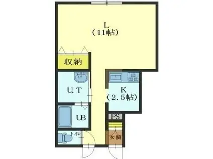 RIOII(1K/1階)の間取り写真