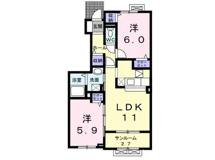 アンカープラッツツヴァイ(2LDK/1階)の間取り写真