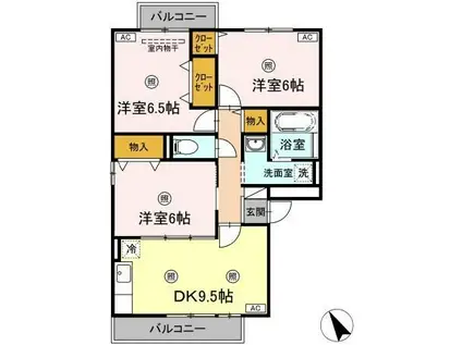 マンマミーヤB棟(3DK/3階)の間取り写真