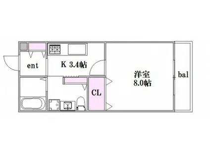 メゾンヴェルテ(1K/1階)の間取り写真