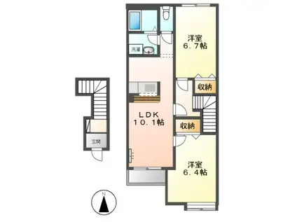 シャルマンハイツ C(2LDK/2階)の間取り写真