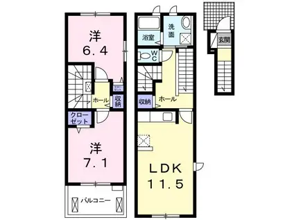 アン ソレイエA(2LDK/2階)の間取り写真