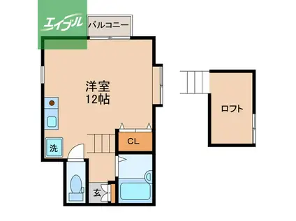 ミコーハイツ(ワンルーム/2階)の間取り写真