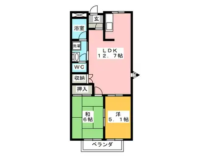 ロイヤル・プライベート・メゾンB(2LDK/2階)の間取り写真