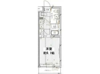 レガリス馬込パークサイド(1K/4階)の間取り写真