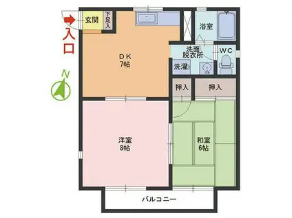 メゾン ド フォレスト(2DK/2階)の間取り写真