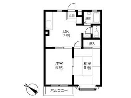 グレースM&S(2DK/1階)の間取り写真