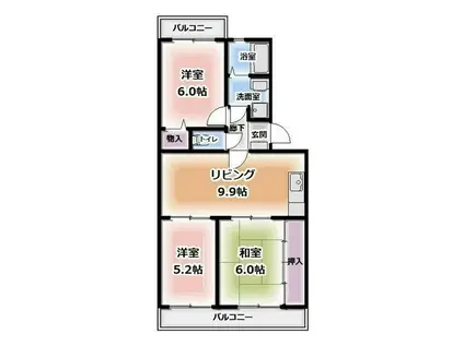 メゾン・ド・エソールI(3LDK/3階)の間取り写真