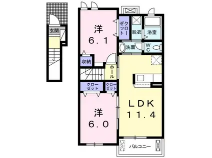 アプローズC(2LDK/2階)の間取り写真