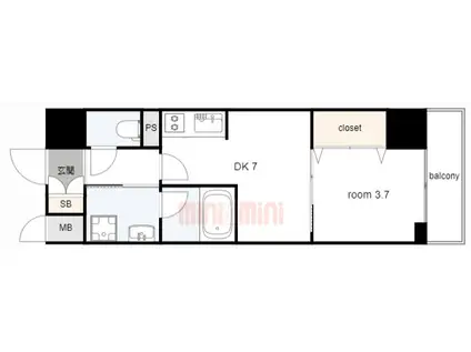 レオンコンフォート神戸駅前(1DK/13階)の間取り写真
