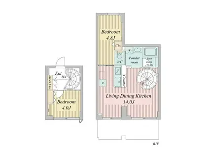 プライムアーバン目黒三田(2LDK/1階)の間取り写真