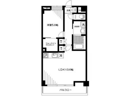 アジュール溝口(1LDK/1階)の間取り写真