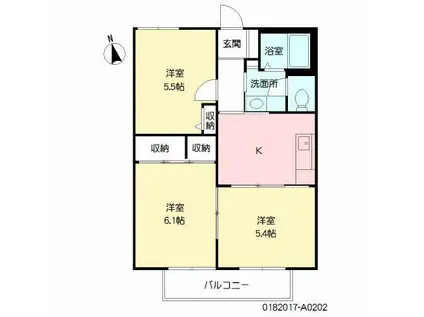 ペアーレ葛木  A棟(3DK/2階)の間取り写真